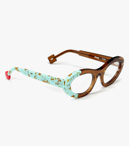 Sabine Be Be Gaga Shiny Cognac Translucent-Turquoise Marbled Matte